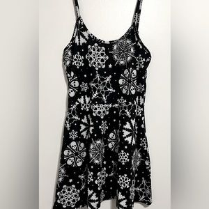 Too Fast spooky winter skater dress snowflakes skulls skeletons goth Xmas print